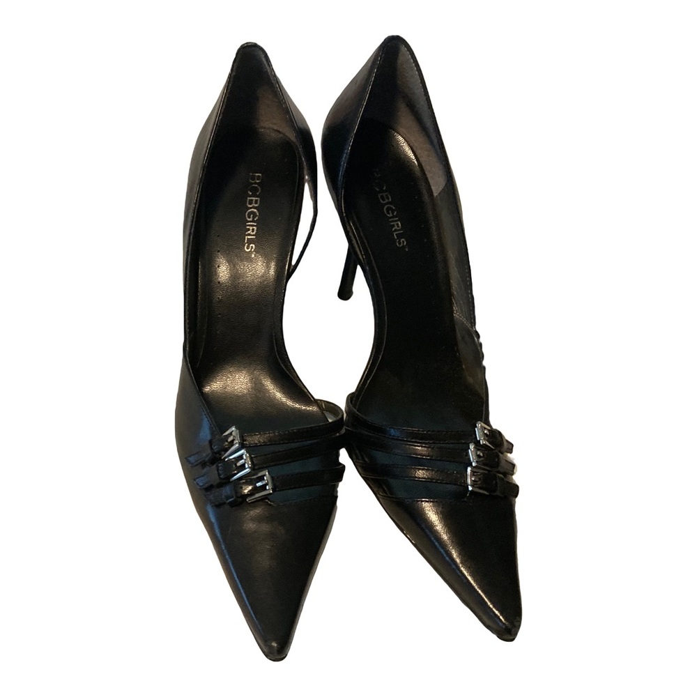 Black leather BCBG Girls high heel pump